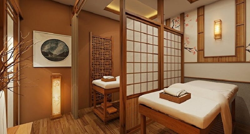 Phong cách spa Nhật Bản ưu tiên sử dụng chất liệu gỗ tự nhiên