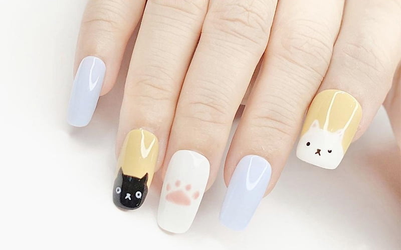 Bạn thích phong cách dễ thương, nhẹ nhàng có thể lựa chọn mẫu nail này để trang trí cho bộ móng của mình