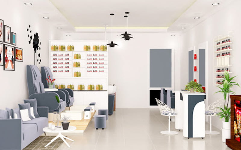 Nên lựa chọn các thiết kế tiệm nail thoáng mát, hài hòa để mang lại cảm giác thư giãn cho khách hàng